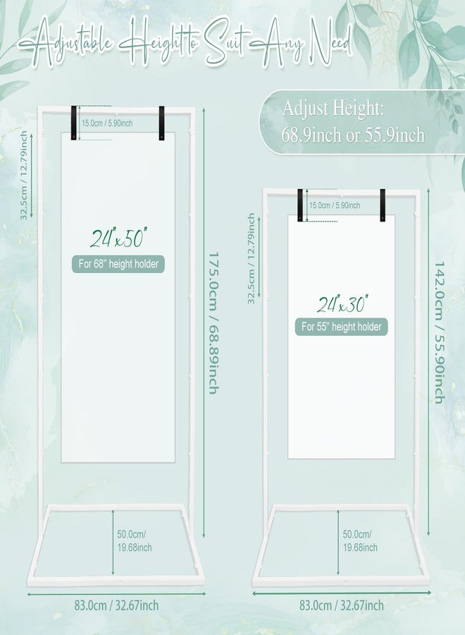 أور ورم حامل لافتة ترحيبية لحفل زفاف OurWarm White، حامل لافتة ترحيبية قابل للتعديل، حامل معدني بطول 68.9 بوصة للافتات الزفاف، وأعياد الميلاد، وحفلات استقبال المولود، وحفلات الكشف عن جنس المولود، والفعاليات التجارية - Image 3